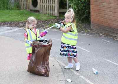 collecting litter